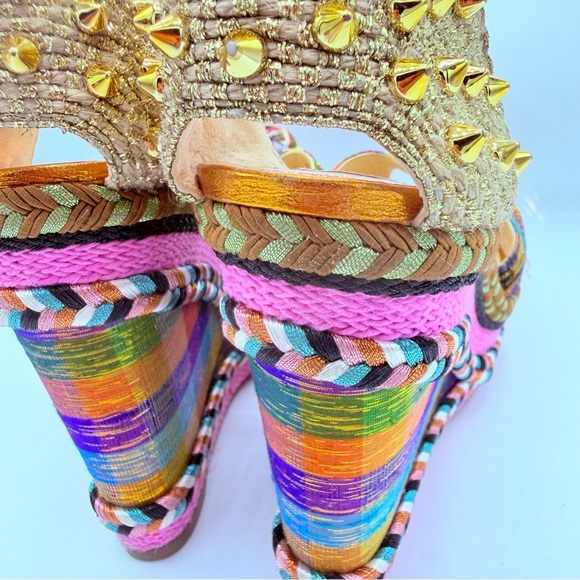 Christian Louboutin Madcarina Vibrant Multicolor Wedges - Picture 12 of 16